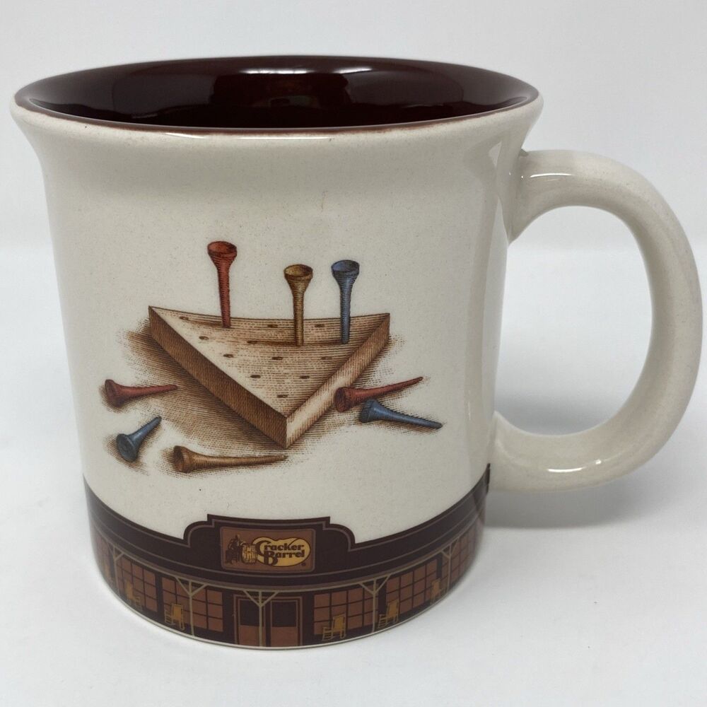 Cracker Barrel Old Country Store Coffee Mug Tea Cup Triangle Peg Game Ceramic
